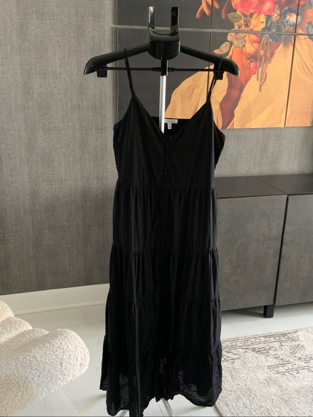 Patrons of Peace Black Tiered Spaghetti Strap Maxi Dress M